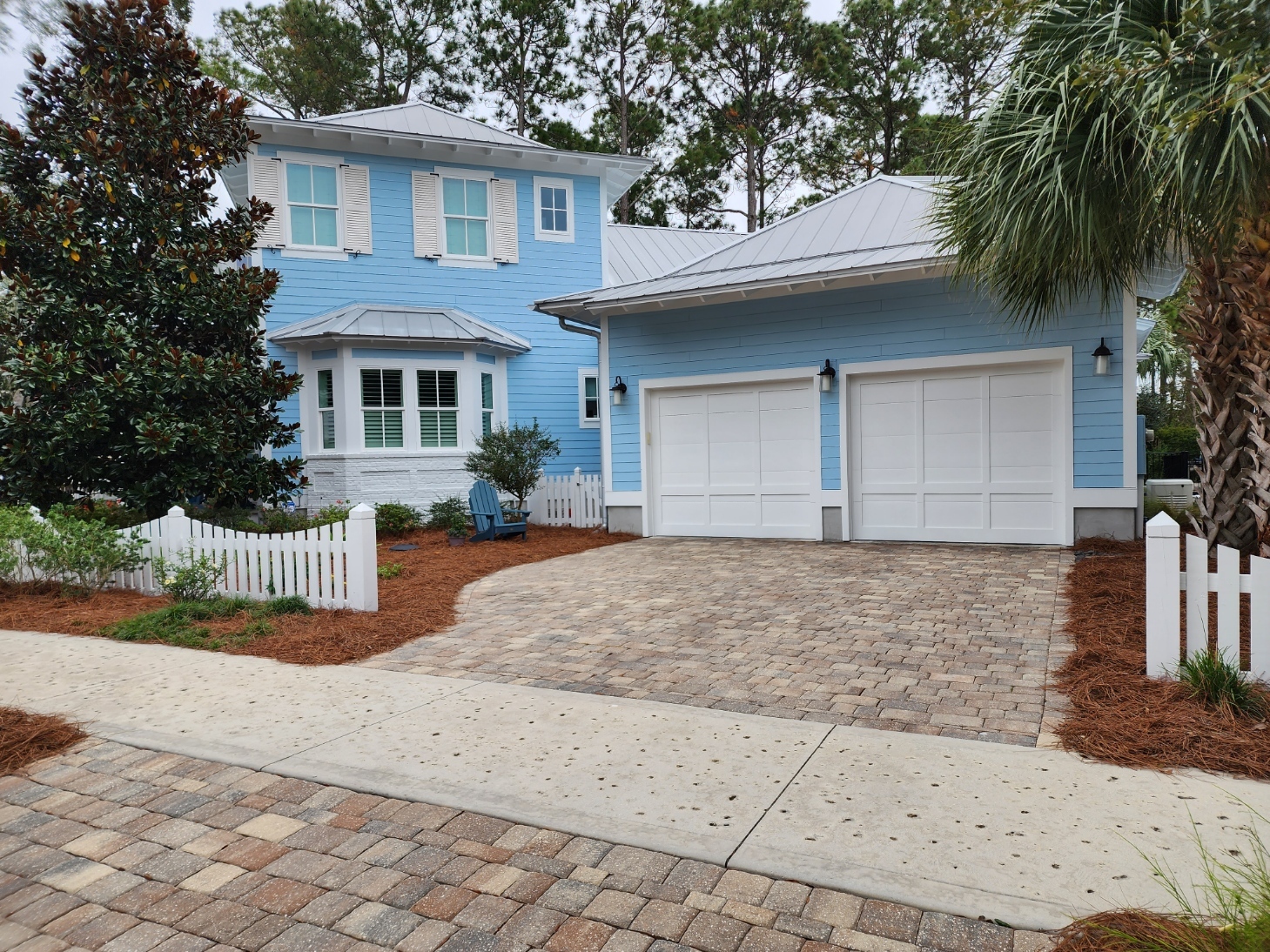 Blue House with fresh longleaf pine straw